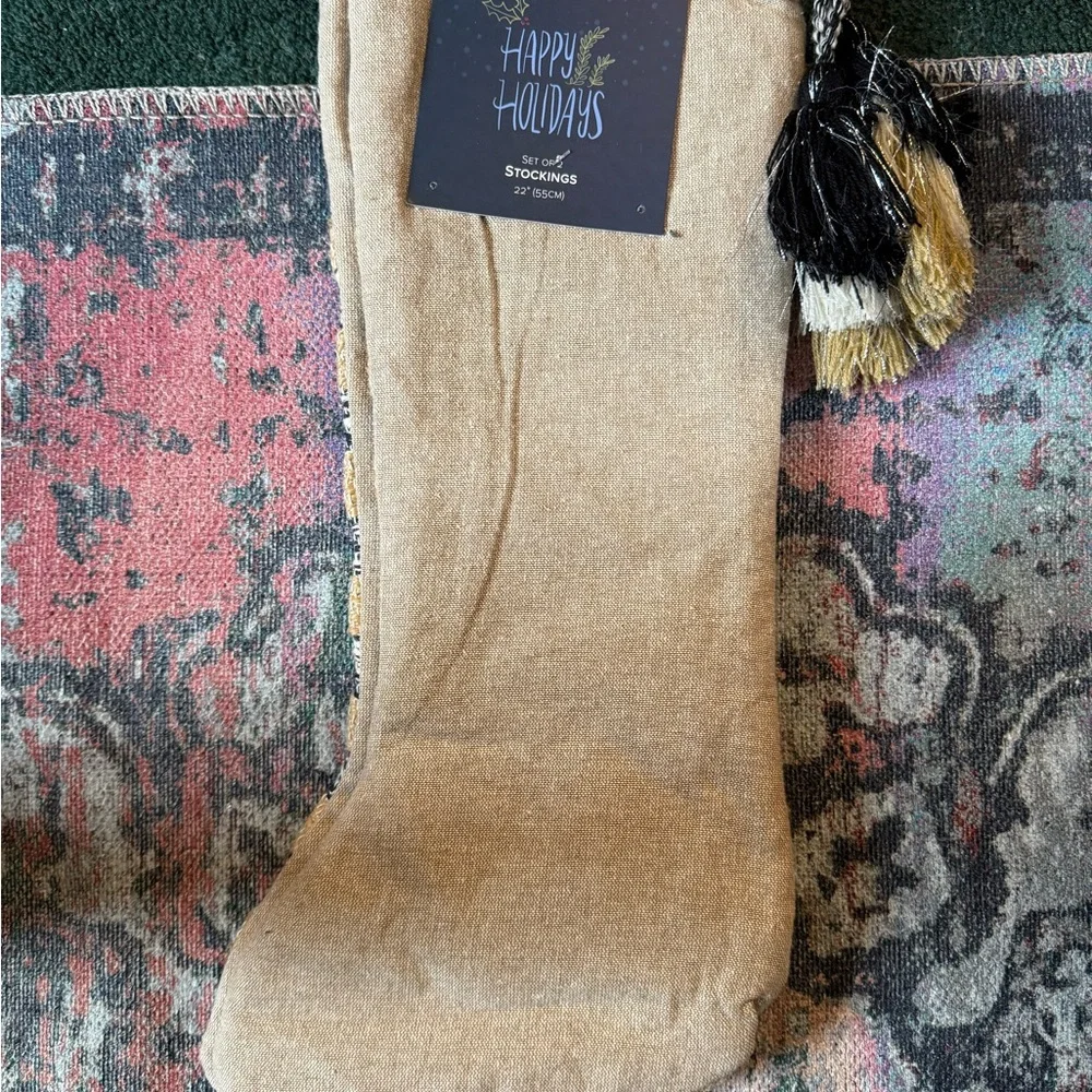 Artisan Ny Black and Tan Striped Stocking‎ 2 Pack